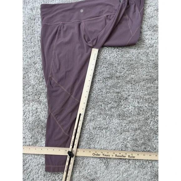 Athleta Leggings Womens Large Petite Purple Mesh High Rise Yoga Activewear Gym - Picture 9 of 11